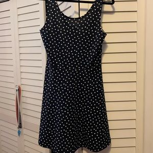 Navy blue + ivory polka dot dress